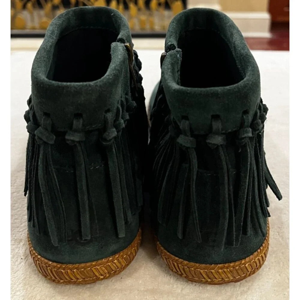 UGG Shenandoah Pine Suede Fringe Boho Western Ankle Boots Size 8.5 Green NEW NIB - Picture 6 of 16